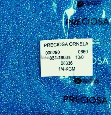 08336 Бисер чешский 50г, "PRECIOSA" №10, голубой, прозрачный, перламутровый, окрашенный внутри. 08336 фото