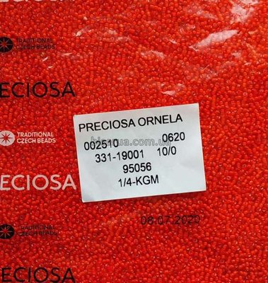 95056 Бисер чешский 50г, "PRECIOSA", №10, красный, прозрачный, окрашенный внутри. 95056 фото