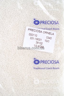 38102 Бисер чешский 50г, "PRECIOSA", №10, белый, прозрачный, окрашенный внутри. 38102 фото
