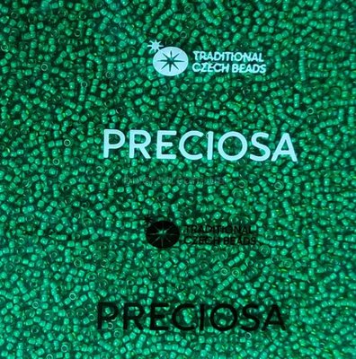 50105 Бисер чешский 50г, "PRECIOSA", №10,  изумрудно-зелёный, прозрачный, окрашенный внутри. 50105 фото